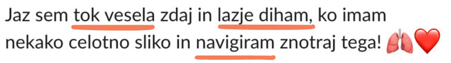 Jaz sem tok vesela zdaj in lažje diham